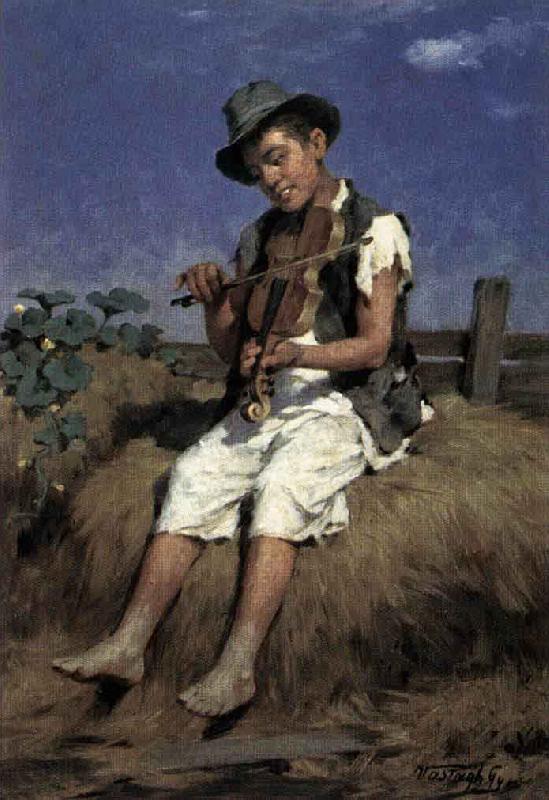 Gyorgy Vastagh Fiddler Gypsy Boy Norge oil painting art